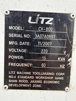 Used 2007 LITZ HITECH CV-800 Vertical Machining Centers Georgia US | The Equipment Hub #1343344