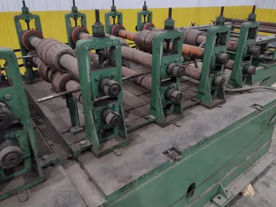 16 STAND X 4" x 36" WIDE R-PANEL ASC ROLLFORMER LINE WITH REEL & CUT OFF, BECK CONTROLS: STOCK #21176