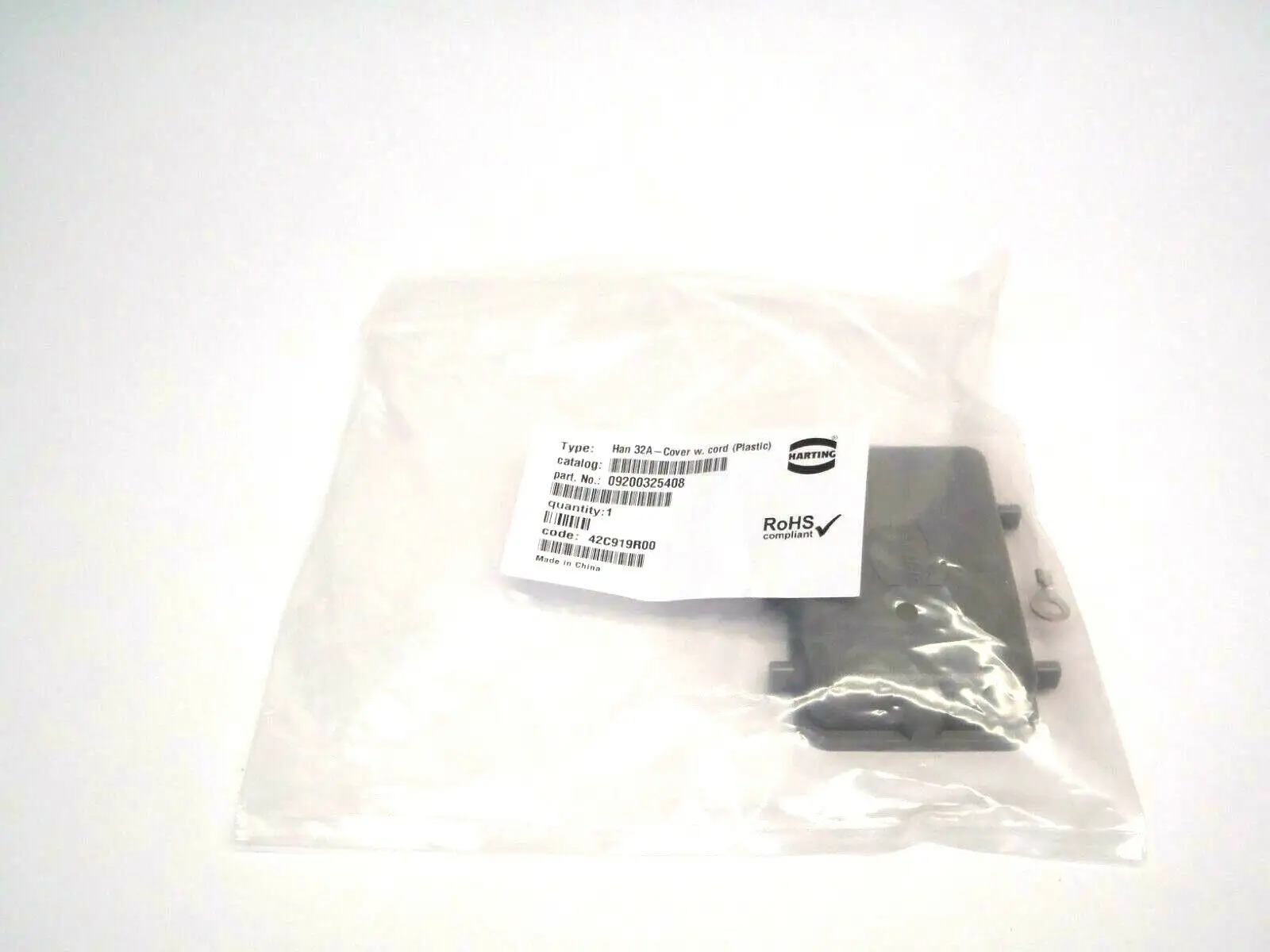 NEW HARTING PLASTIC GRAY COVER WITH CORD