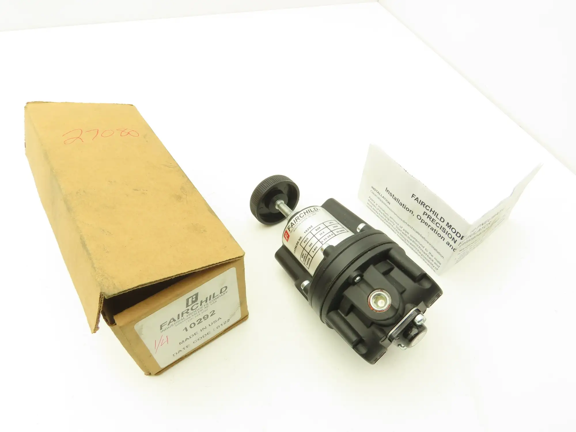 Fairchild 10292 Pressure Regulator 1/4" NPT 5-400PSI Adjustment 500 PSI Max