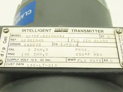 Foxboro 827DF-DS1NHSA1 Electronic Pressure Transmitter 12.5-42VDC