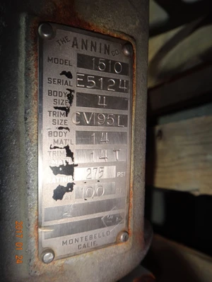 Annin 4", Class 300, 316SS, Control Valve