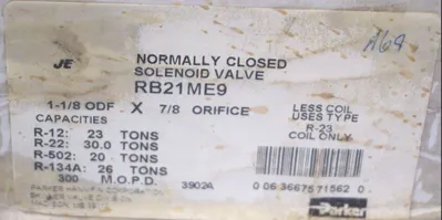 NEW PARKER RB21ME9 SOLENOID VALVE NORMALLY CLOSED