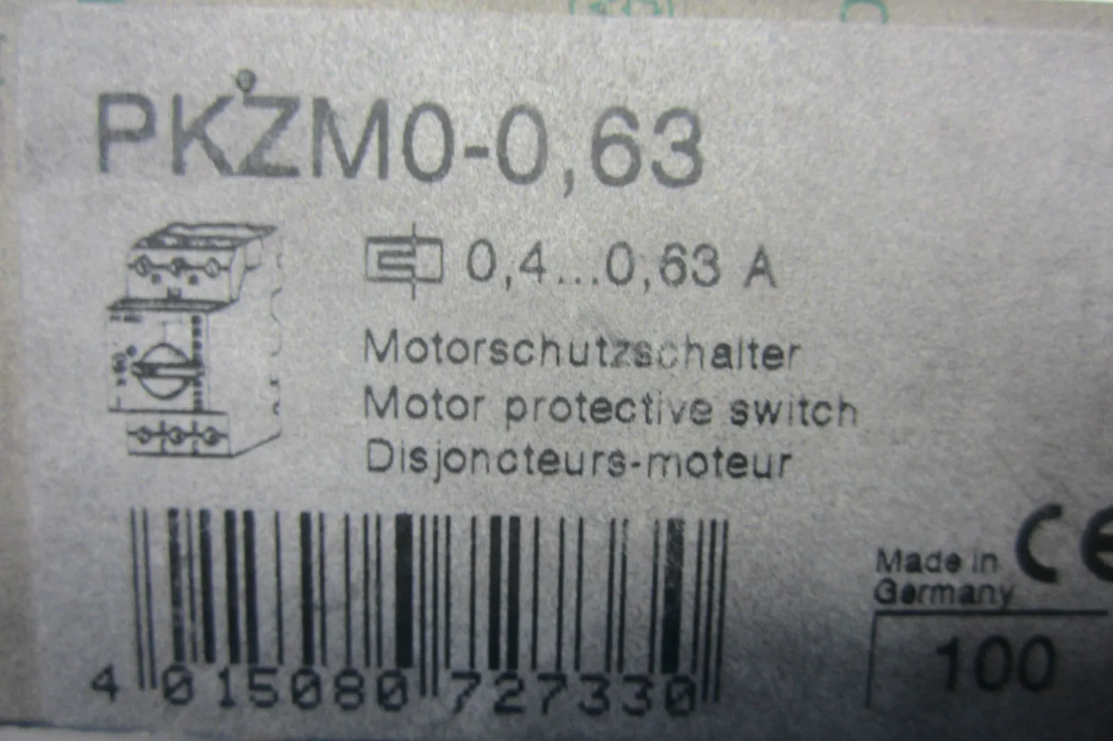 NEW MOELLER ELECTRIC PKZM0-0,63 MOTOR SWITCH PKZM0063