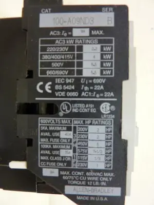 USED ALLEN BRADLEY 100-A09ND3 SER B