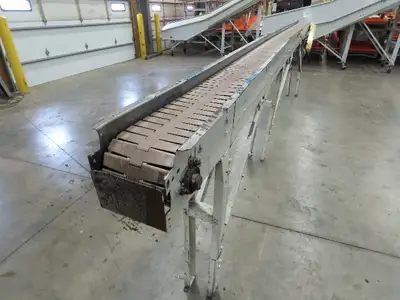 New London Engineering 7.5"x 17' 5" PlastiTrak Plastic Chain Bottle Conveyor 3PH
