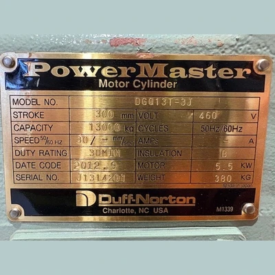NEW 2012 DUFF-NORTON POWER MASTER DGQ13T-3J