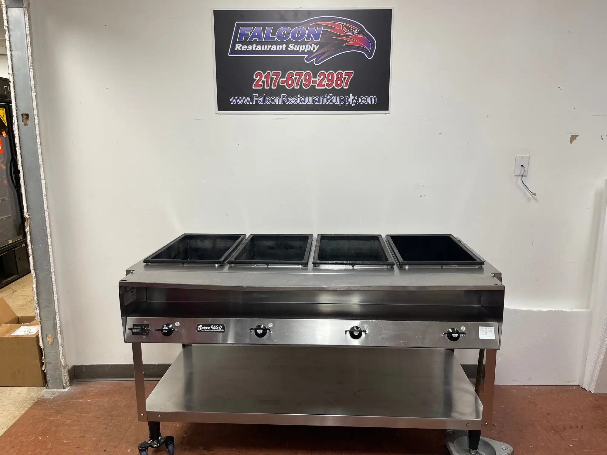 Used Vollrath Used 61" Vollrath 38104 ServeWell Electric Four Pan Sealed Well Hot Food Table 120V - TH2 Steam Tables (Food) Illinois US | Falcon Restaurant Supply #1374828