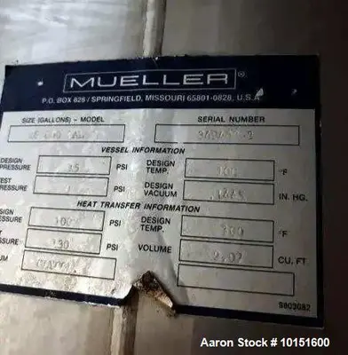 Used 400 BBL Mueller Brewery Tank | Jacketed Stainless Steel Fermentation System