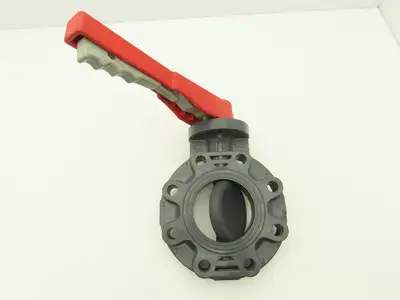 Spears 4" CPVC Butterfly Valve PVC Disc 8-Bolt w/Handle 150psi