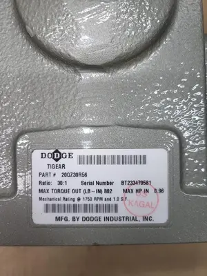 New | in-Stock DODGE TIGEAR DODGE TIGEAR RIGHT ANGLE WORM GEAR REDUCER 20QZ30R56 RATIO 30:1 *NEW - NO BOX** 56C FRAME Speed Reducers | ND Industrial Surplus #1225369