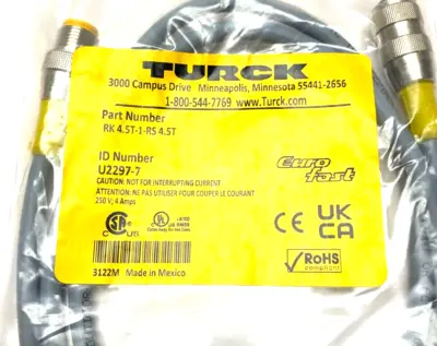 New | in-Stock Turck Eurofast Double Ended Cordset Misc Electrical & Power Parts Michigan US | Maverick Industrial Sales #1460882