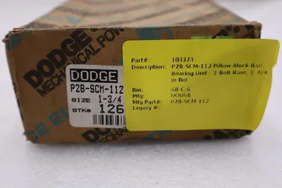 Dodge P2B-SCM-112 Pillow Block Bearing 1-3/4" Bore 2 Bolt Base - STOCK 1543CC