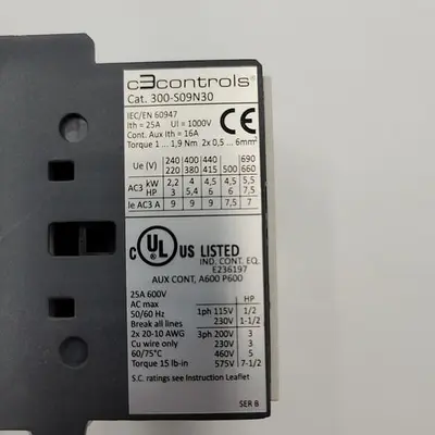 USED C3 CONTROLS C3 CONTROLS 300-S09N30 CONTACTOR