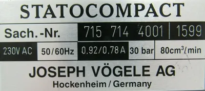 NEW VOGEL 715-714-4001-1599 LUBRICATION PUMP 71571440011599