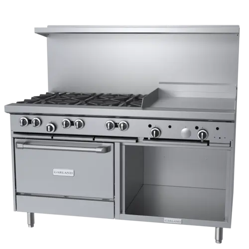 Garland G60-6G24RS 60" 6 Burner Gas Range w/ Griddle & Standard Ovens & Storage Base, Natural Gas