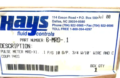 NEW HAYS 6-MRD-.1 PULSE METER 6MRD1