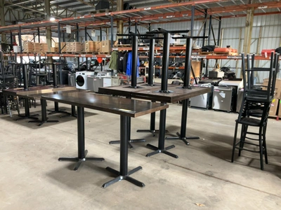 Used LOT OF (5) BARTOP TABLES WITH WOODED TOPS AND METAL LEGS Preparation Tables Michigan US | Miedema Asset Management Group #1761567