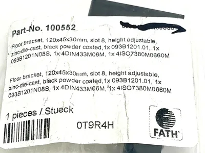 093B1201N08SS01,100552 | Fath 093B1201N08SS01 Floor Bracket 120x45x30mm Slot 8 Zinc Black 100552 - New