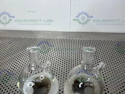 USED LOT OF 2- CHEMGLASS 500ML SINGLE NECK RBF, 24/40 OUTER JOINT