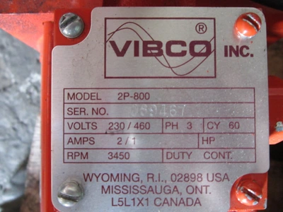 Vibco Model 2P 800 Electric Vibrator Motors