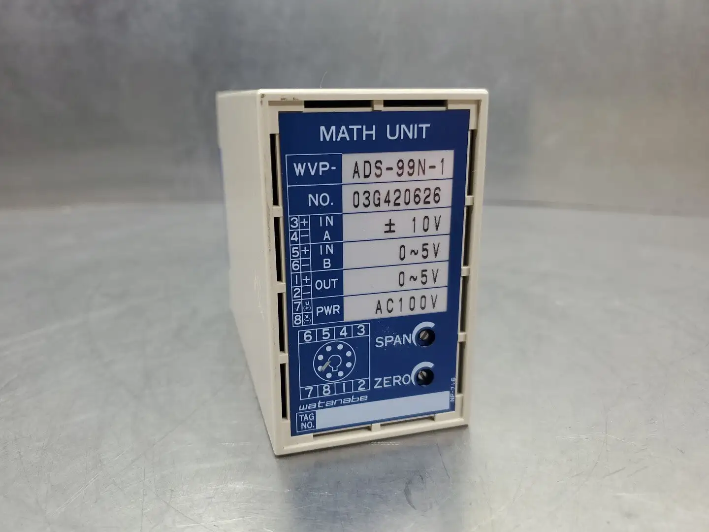 Watanabe WVP-ADS-99N-1, 10V Math Unit - 8 Pin. 4B-19