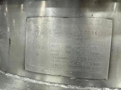 Tank, 170 Gallon, 316 Stainless Steel, Jacketed, Agitated, #5991049