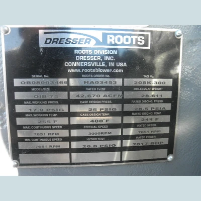 Dresser Roots OIB-75 Centrifugal Compressor