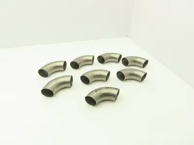 BW-200-90 2" OD Butt Weld Vacuum 90° Elbow SS Tumble Finish A = 3" Lot of 8
