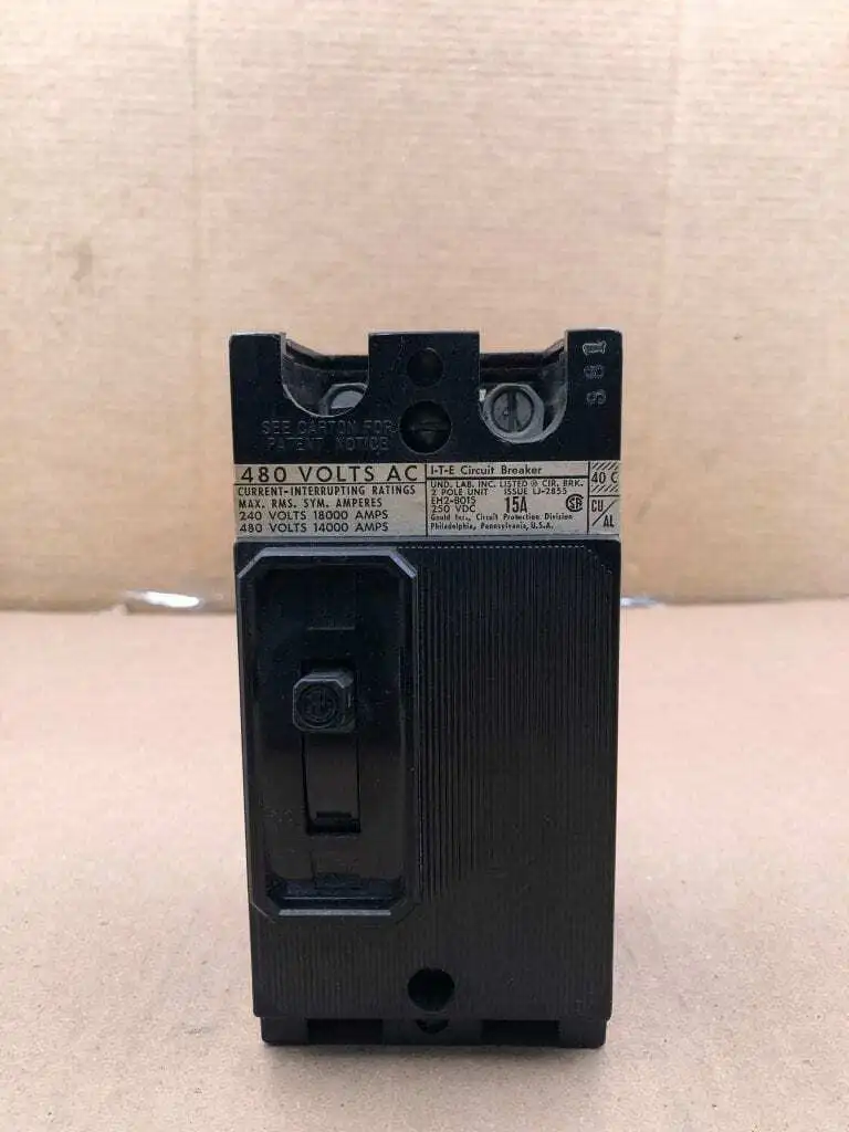 I-T-E 15A 2 Pole Circuit Breaker 480VAC 250VDC EH2-B015