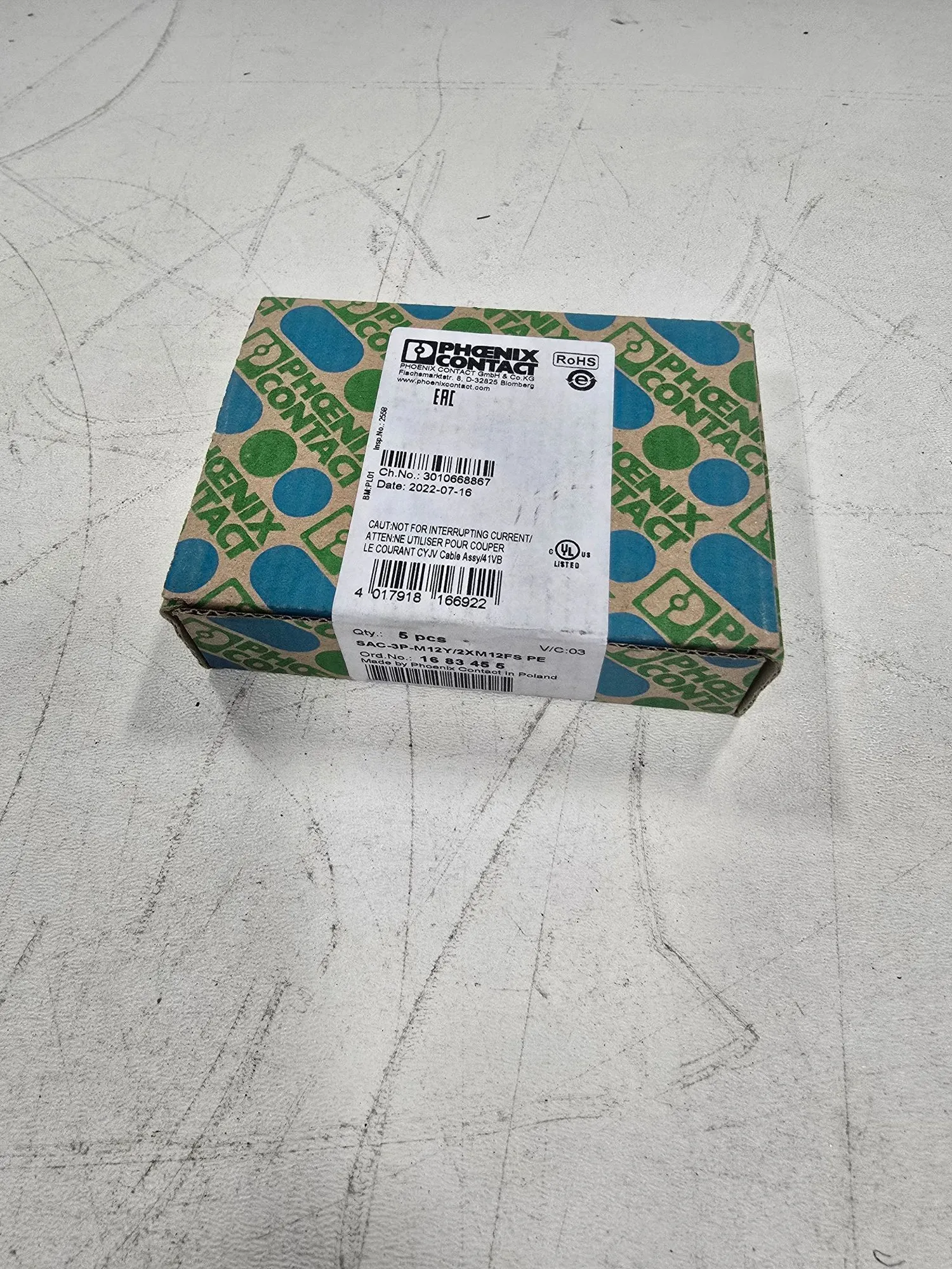NEW Phoenix Contact SAC-3P-M12Y/2XM12FS PE