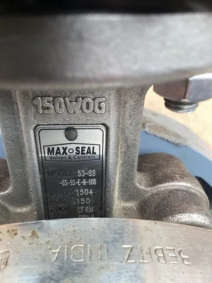Max Seal 4″ Butterfly Valve; 53-SS-SS-SS-E-N-100; 150WOG