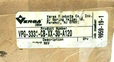 NEW VERSA VALVES VPG-3331-CB-XX-30-A120 3-WAY VALVE VPG3331CBXX30A120