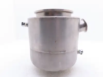 6"x 2" Tri-Clamp Sanitary Double Wall Bowl w/Hose Ports Drain 304 Stainless