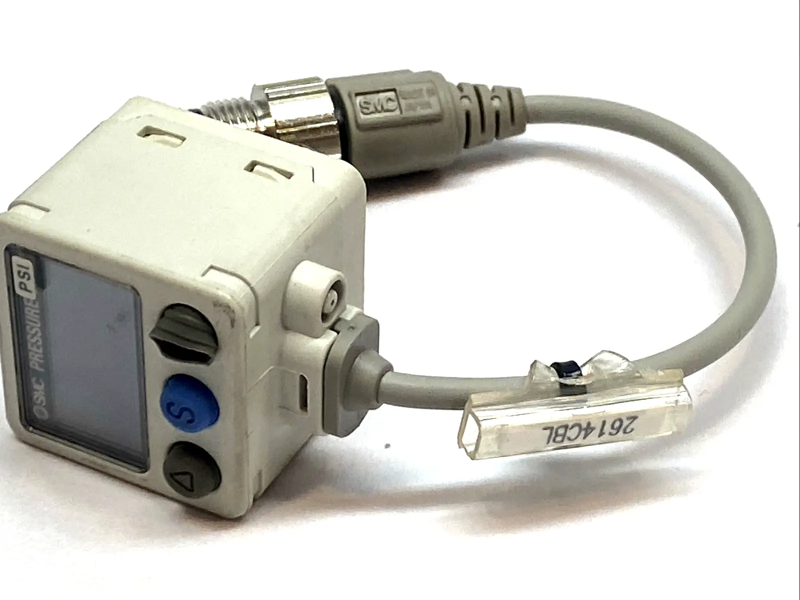 USED SMC DIGITAL PRESSURE SWITCH, 145PSI, PNP 80MA OUT, 12-24VDC