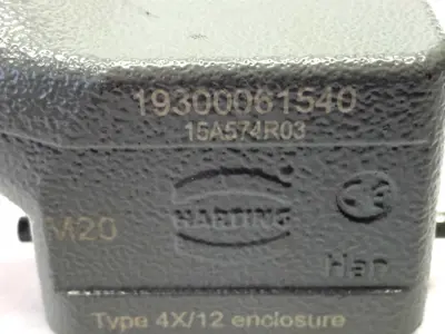Used HARTING Male Insert Han E 06 Pos. 16A w/ 19300061540 Hood Side Entry Contact Blocks Michigan US | Maverick Industrial Sales #1424762
