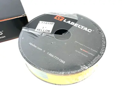 USED LABELTAC PRO MODEL HIGH PERF. 10 YEAR VINYL LABEL 1" X 150' /ROLL YELLOW