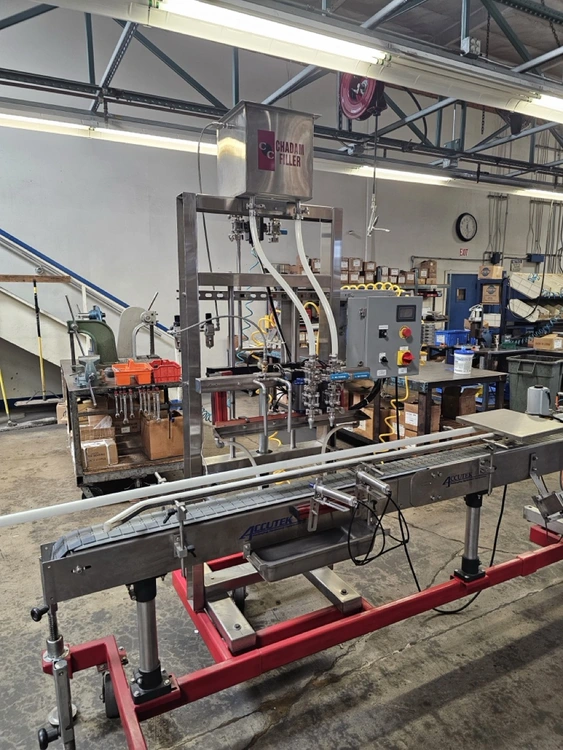 Used 1900 ACCUTEK/CHADAM 2 HEAD GRAVITY FILLER Filling Machines Illinois US | Revelation Machinery #423095