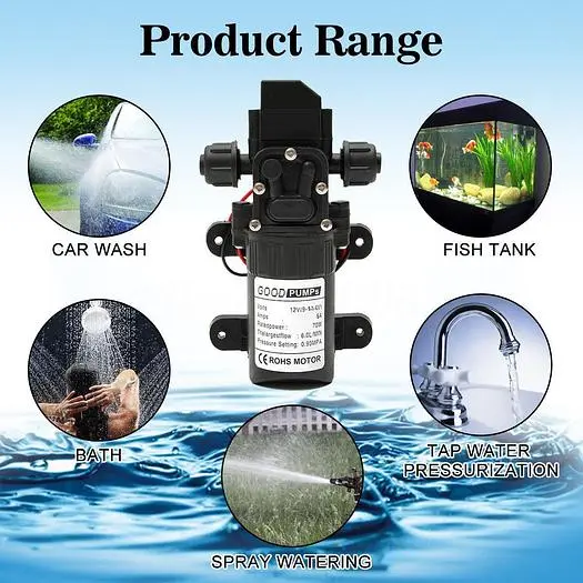 12V Water Pump 130PSI Self Priming Pump Diaphragm High Pressure Automatic Switch