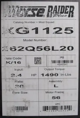 NEW MORSE 262Q56L20 GEAR REDUCER 20:1 XG1125
