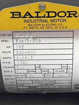 Used BALDOR BALDOR KNM3534 1/3HP 3PH Misc Electrical & Power Parts | ND Industrial Surplus #1213816