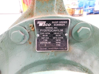 Used TACO FI1207E2CAH1LOB Centrifugal Pumps Ohio US | Equipment Recovery Corp. #1329787