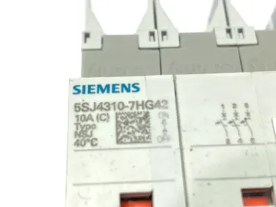 USED SIEMENS MINIATURE CIRCUIT BREAKER 3-POLE 10A W/ 5ST3010 SWITCH