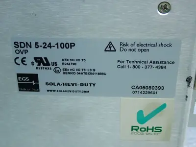 Used SOLA SDN524100P DIN Rail Power Supplies Ohio US | HGR 24 #872869