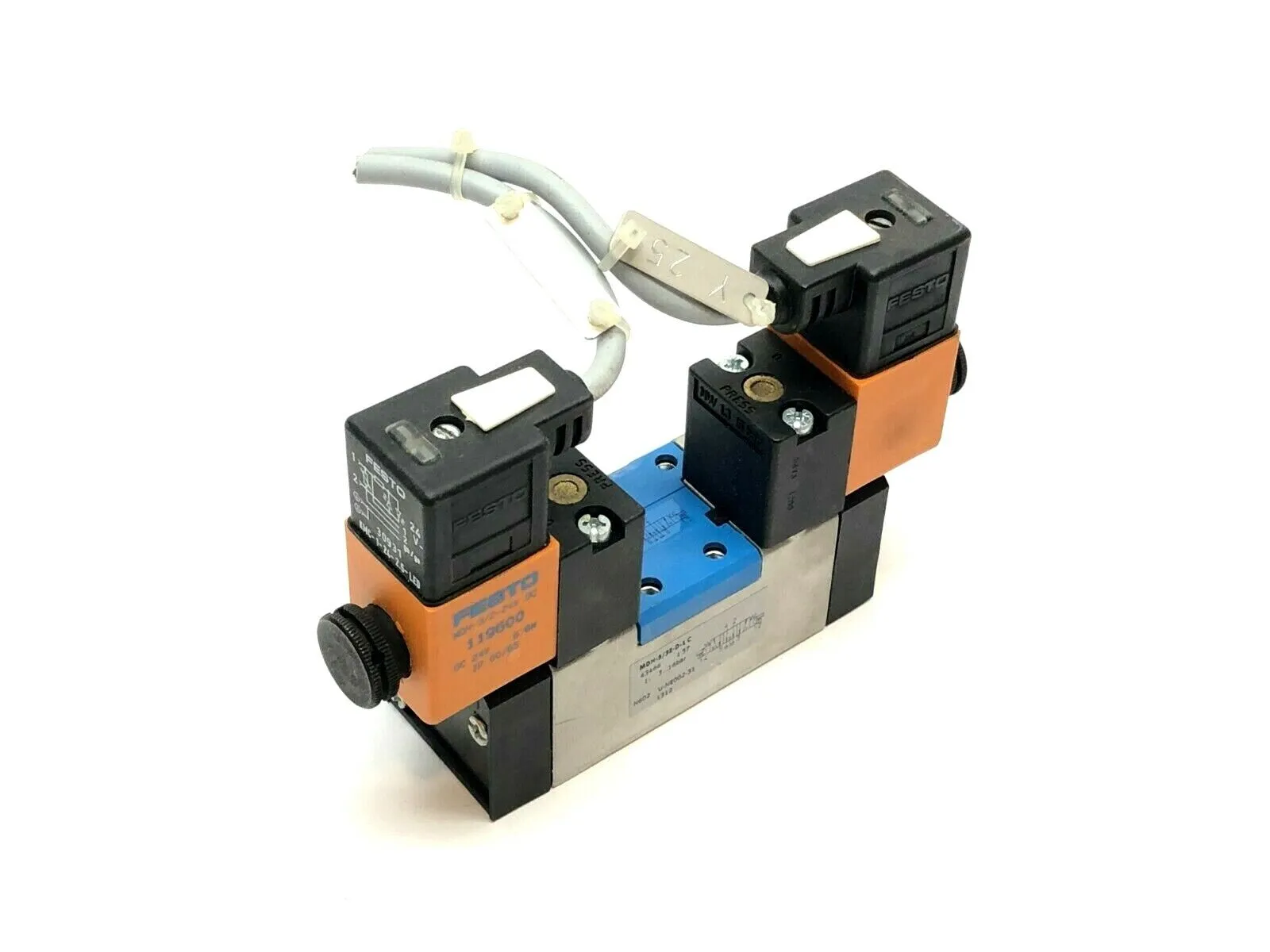 MDH-5/3E-D-1 C | Festo  Air Solenoid Valve w/ MDH-3/2-24V DC Solenoids - Used