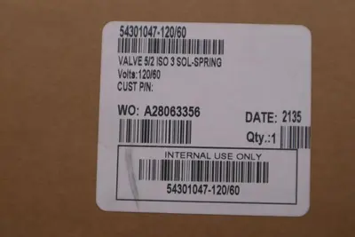 NEW ASCO SOLENOID SPRING VALVE 54301047-120/60 5/2 5 WAY 2 POSITION STK G200