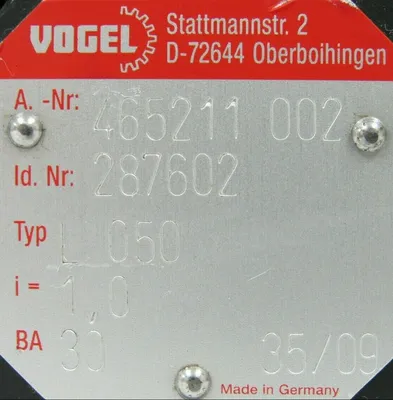 NEW VOGEL 465211-002 GEARBOX 287602 TYPE L-050 465211002