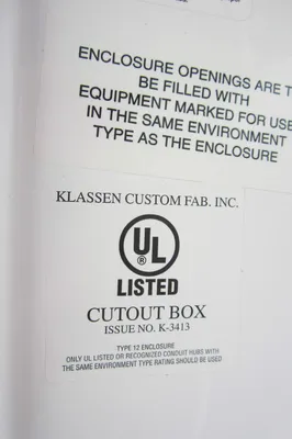 NEW KLASSEN 10 X 8 X 6 TYPE 12 ENCLOSURE K-3413 10X8X6