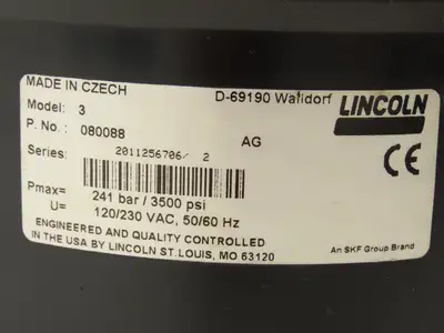 Lincoln 080088 Model 3 Electric Grease Lubricator Pump 120/240VAC 8-Liter