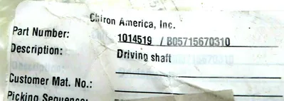 NEW CHIRON 1014519 / B05715670310 DRIVE SHAFT